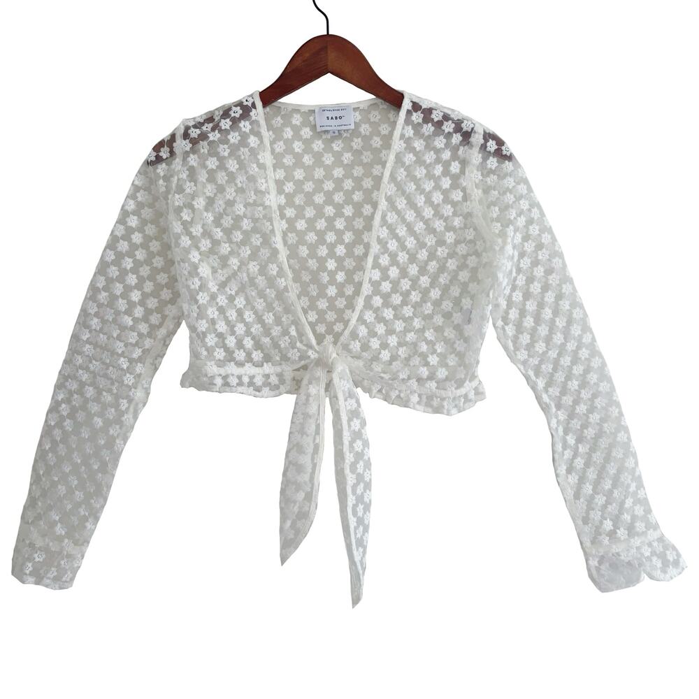 Sabo Skirt Semi Sheer Floral Tie Top Sz S